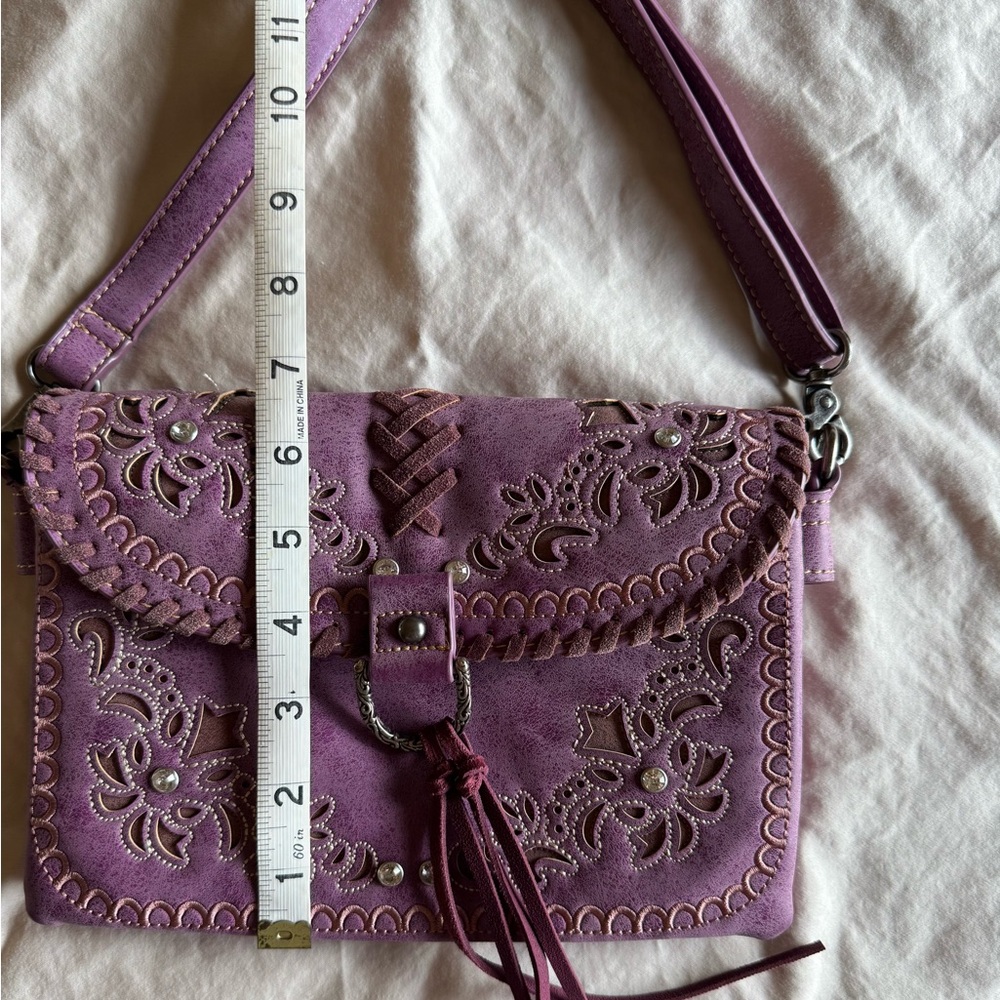 Montana West Purple Crossbody Bag with Embroidery. Like New. Non smoking no pet - Picture 2 of 9